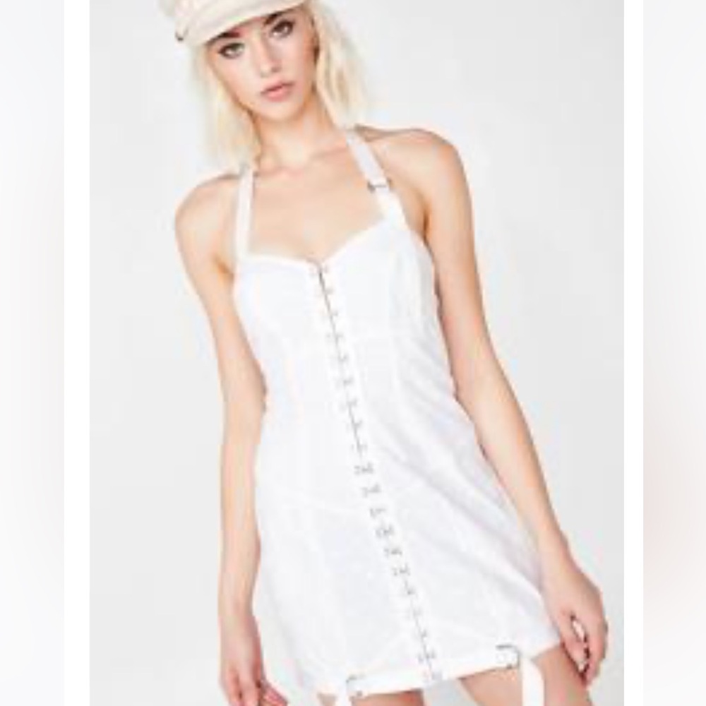 NWT For Love And Lemons Celestine White Halter Mini Dress